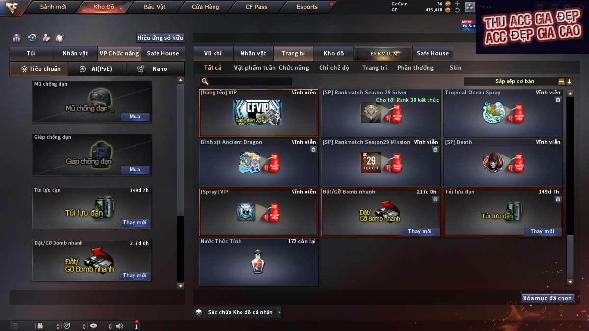 shop acc cf uy tin gia re